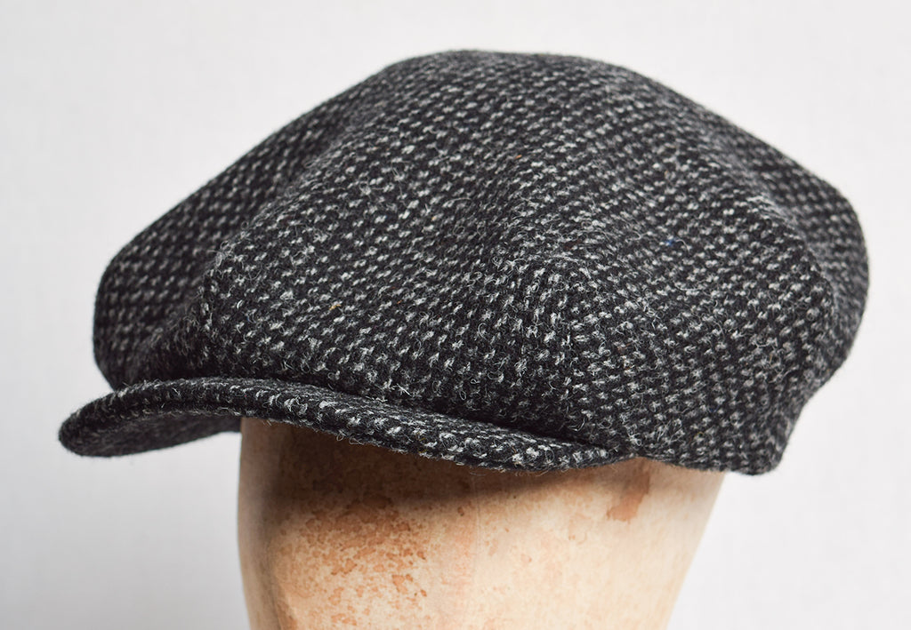 1930's Tweed Cap (HA139) - Black / Grey Birdseye