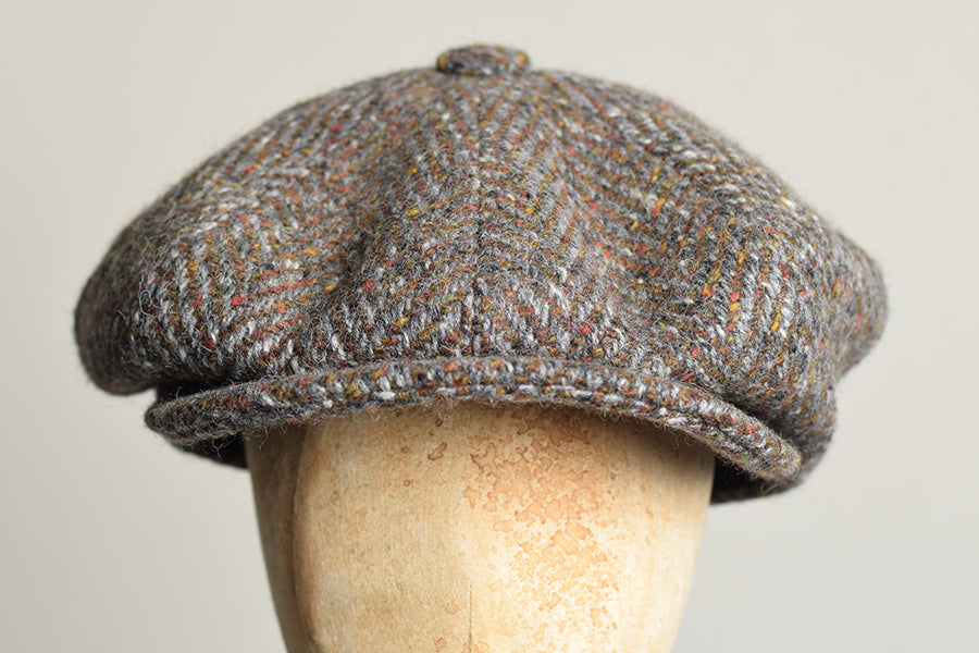 Large Eight Piece Cap (HA138) - Bold Brown Herringbone