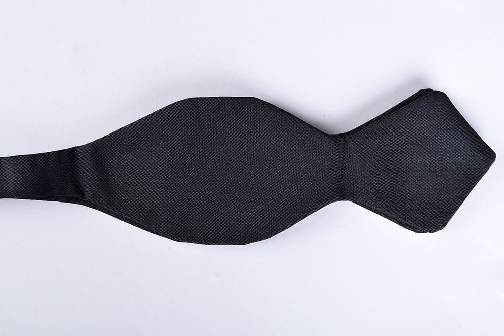 Black Silk Pointed End Bow Tie - Self Tie (CR545BS)