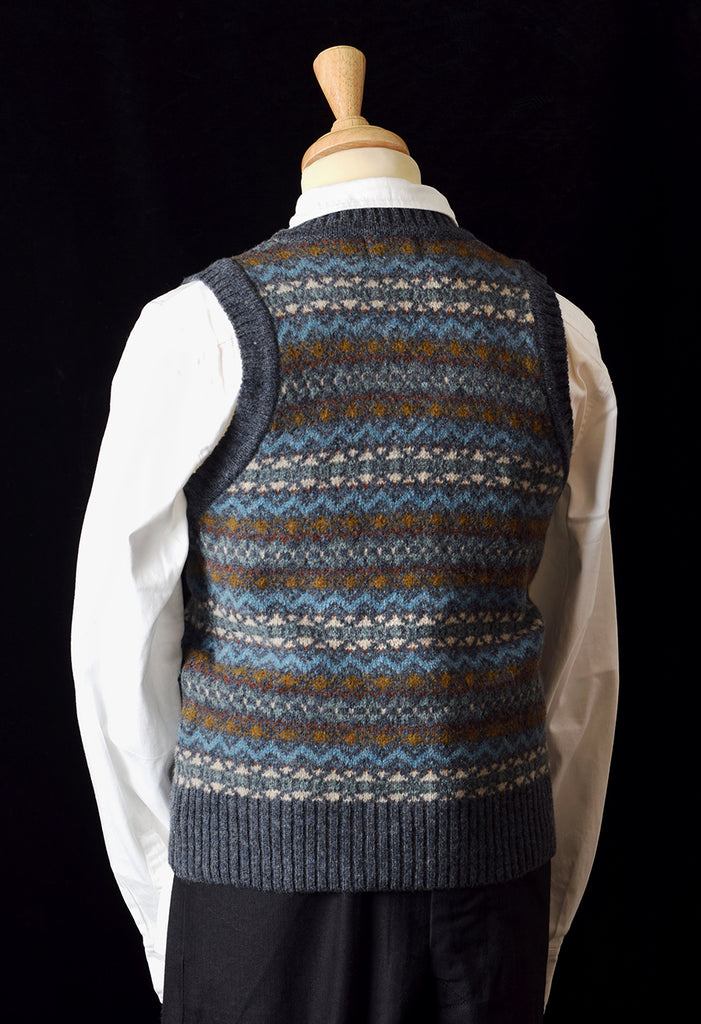 Shetland Wool Fair Isle Slipover (KN145) - Moon Shadow