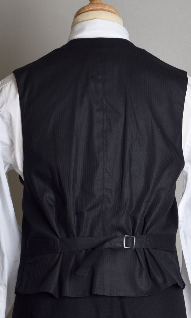 Ebony Black Brushed Cotton Herringbone Waistcoat (WC350)