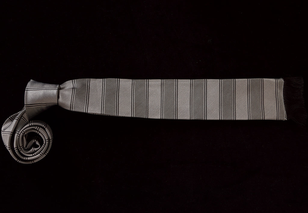 1950's Style Striped Silk Ties (CR500R) - Grey/Black