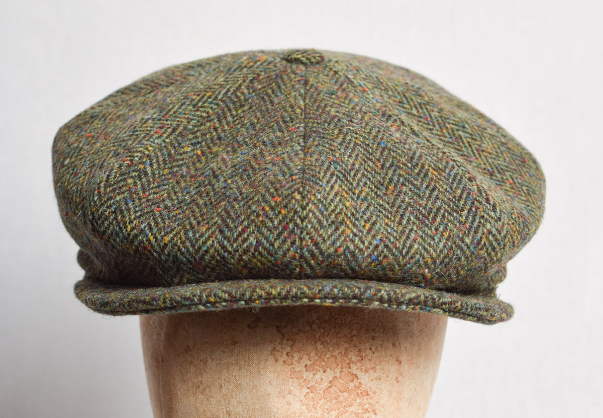 Standard Eight Piece Cap (HA137) - Green Small Herringbone