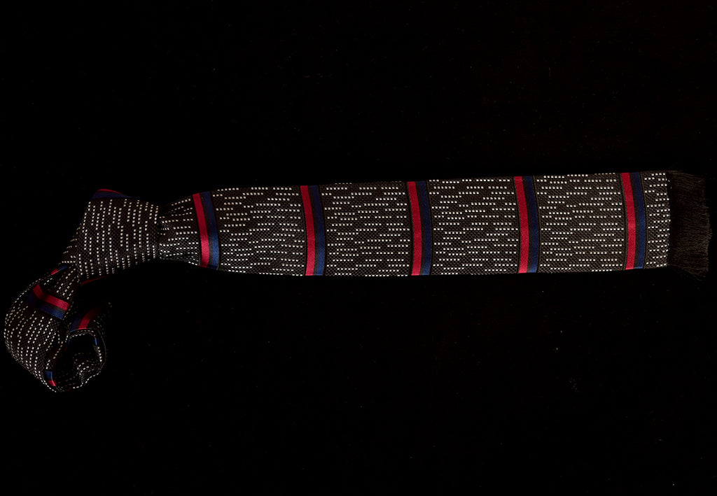 1950's Style Striped Silk Ties (CR500R) - Grey/Blue/Black