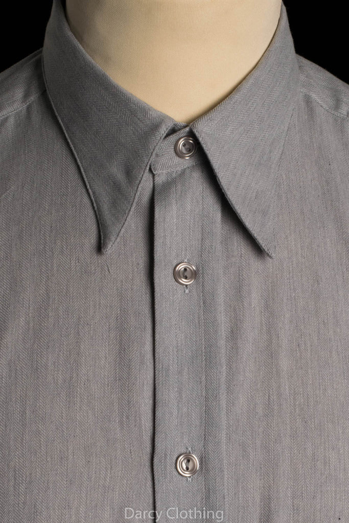 Grey Herringbone Spearpoint Collar Shirts (SH190H)