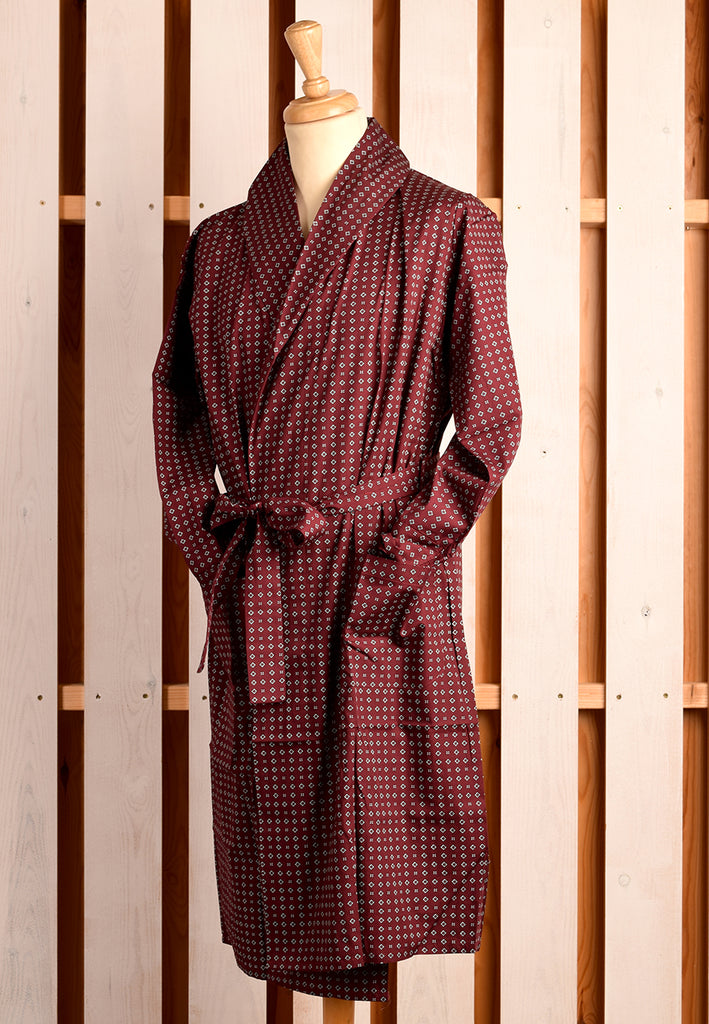 Men's Traditional Cotton Dressing Gown (NW440) - Wine