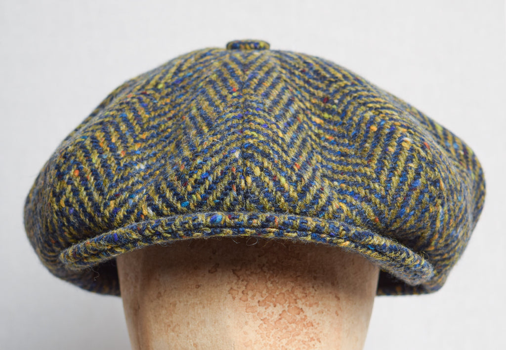 Large Eight Piece Cap (HA138) - Ocean Blue Herringbone