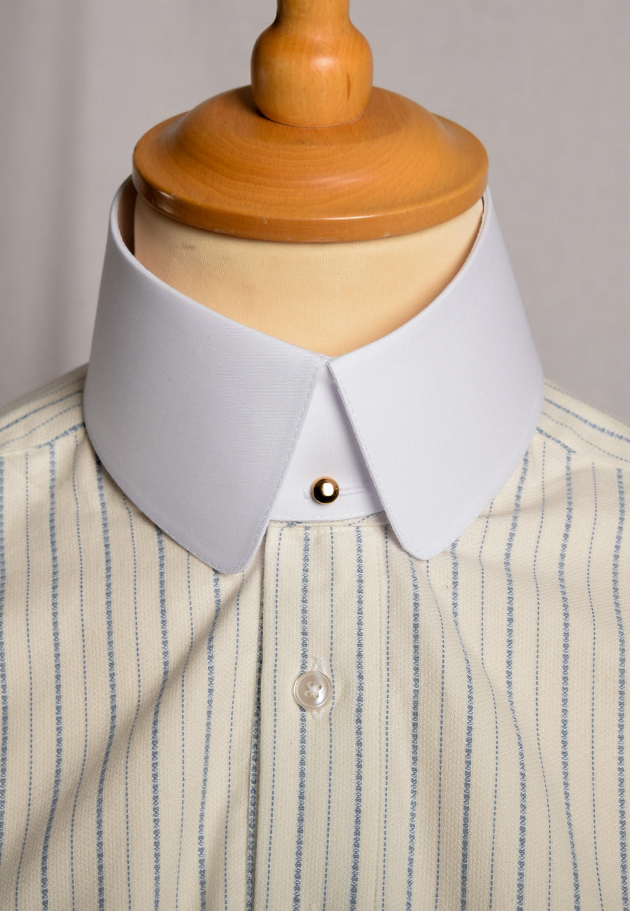 Cream / Blue Textured Stripe Grandad Shirt - Collarless (SH2124NB) Darcy Clothing Cream / Blue Textured Stripe Grandad Shirt - Collarless (SH2124NB) Darcy Clothing