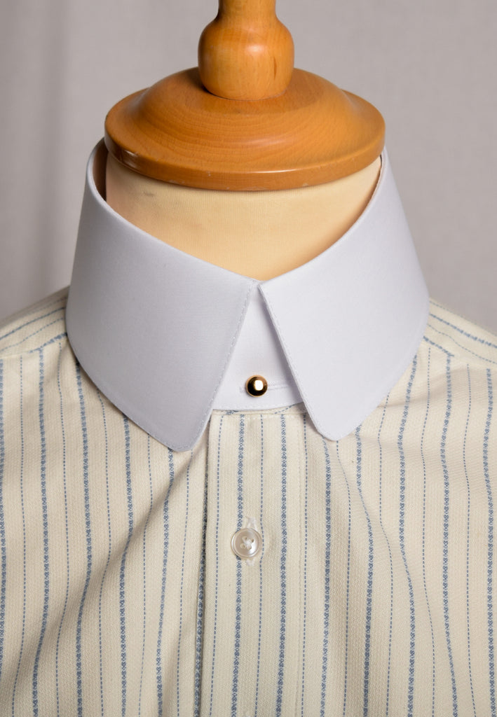 Cream / Blue Textured Stripe Grandad Shirt - Collarless (SH2124NB)