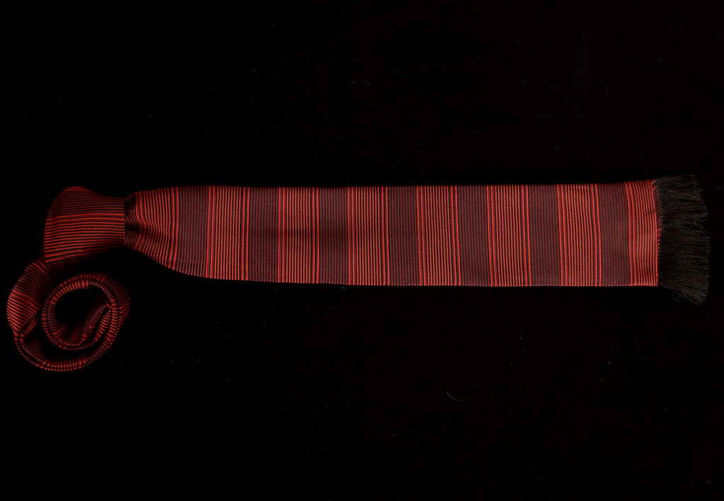 1950's Style Striped Silk Ties (CR500R) - Red/Burgundy