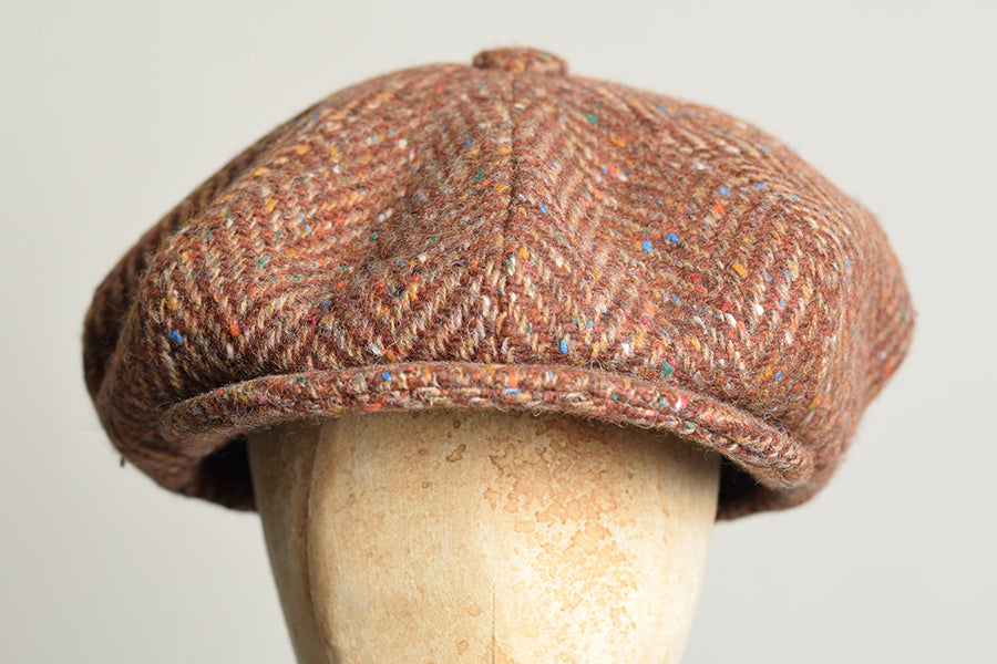 Large Eight Piece Cap (HA138) - Bold Russet Herringbone