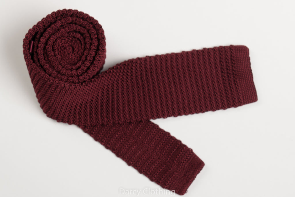 Silk Knitted Ties (CR574) - Burgundy