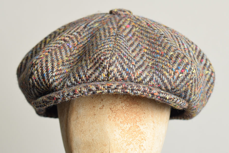 Large Eight Piece Cap (HA138) - Speckle Brown Herringbone