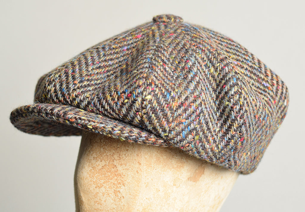 Large Eight Piece Cap (HA138) - Speckle Brown Herringbone