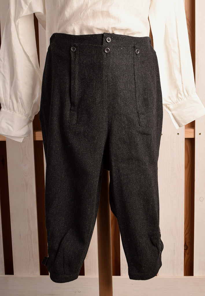 C18th Informal Breeches (TR211) - Charcoal Wool