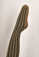 Vertical Striped Cotton Stockings (SO158) - Green/Tan