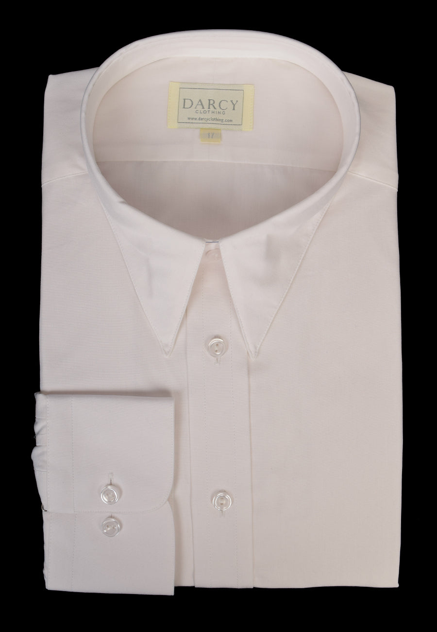 Plain Coloured Spearpoint Collar Shirt | Early C20th (SH190P) - Single - White