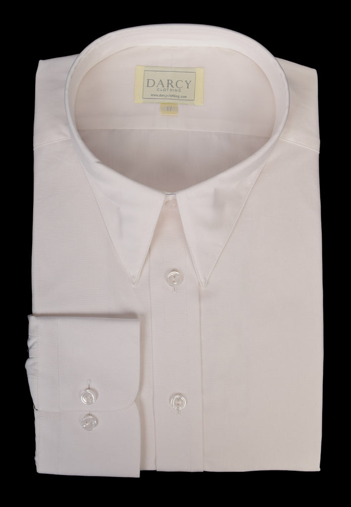 Plain Coloured Spearpoint Collar Shirt | Early C20th (SH190P) - Single - White