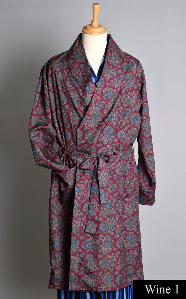 Silky Patterned Dressing Gown (NW500) - Wine 1