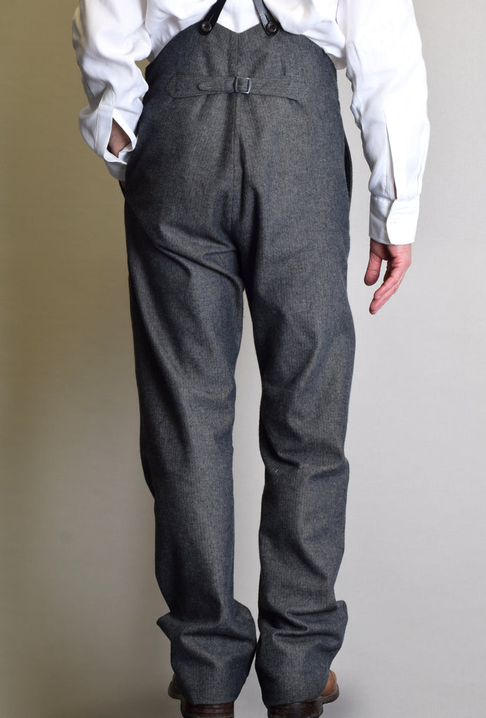 Grey Brushed Cotton Herringbone Fishtail Back Trousers (TR300)