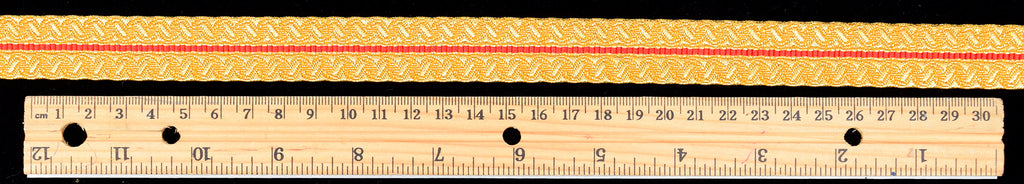 Gold Mylar Braid with Red Stripe 20 mm (BDG009)