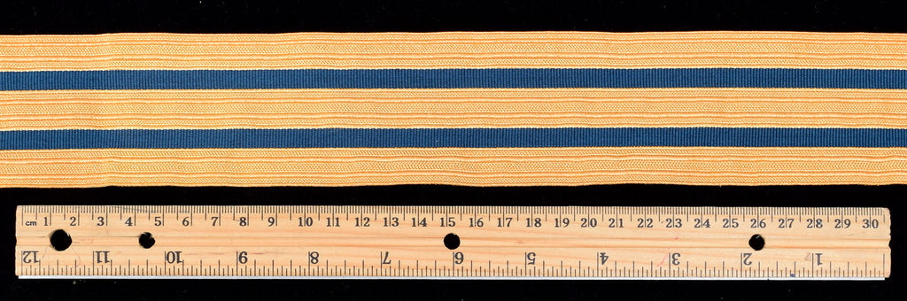 Wide Gold Coloured Military Braid with Navy Stripes 50mm (BDGS015)