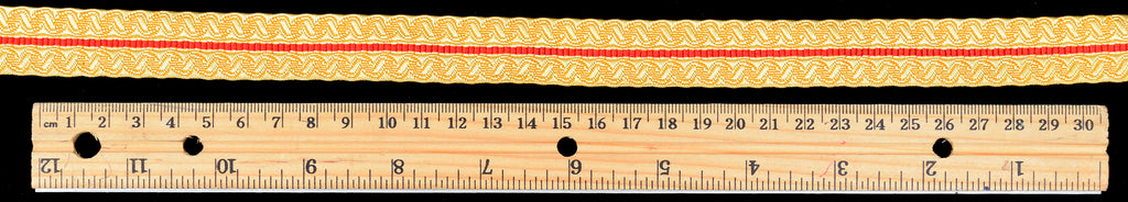 Gold Coloured Braid with Red Stripe 20mm (BDG019)