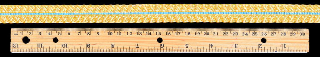 Gold Coloured Braid with Blue stripe 20mm (BDG021)