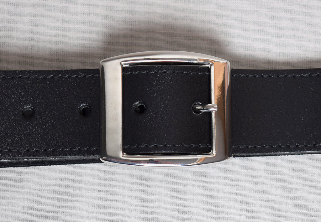 Leather Belts (BR800) - Black with Bright Nickel