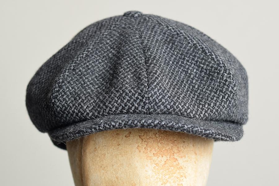 Standard Eight Piece Cap (HA137) - Black / Grey Tweed