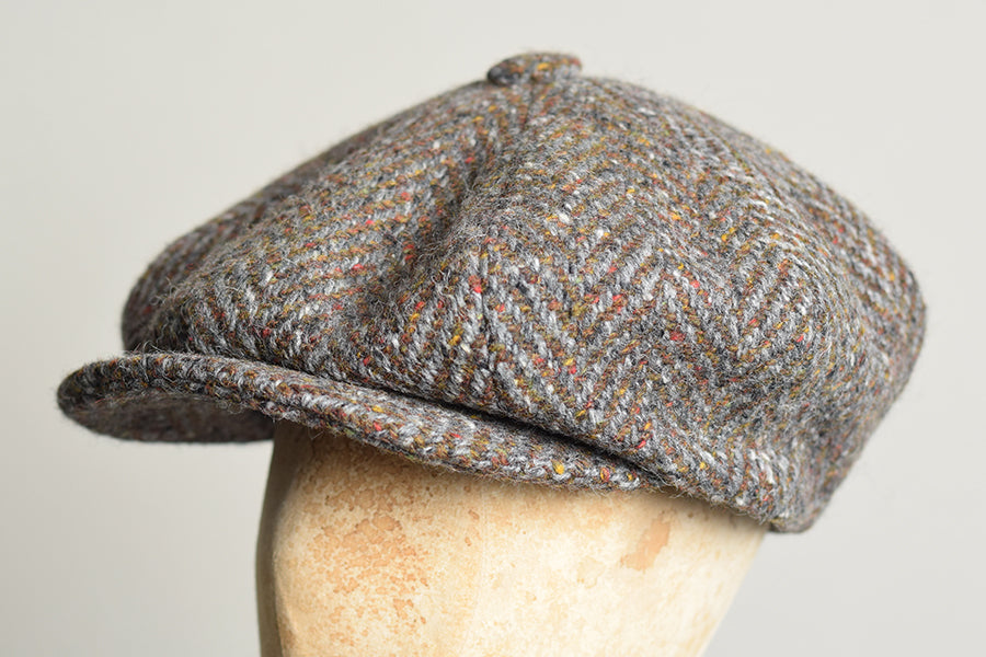 Large Eight Piece Cap (HA138) - Bold Brown Herringbone