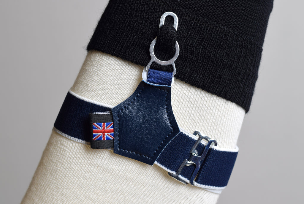 Sock Suspenders (BR701) - Navy/White Border