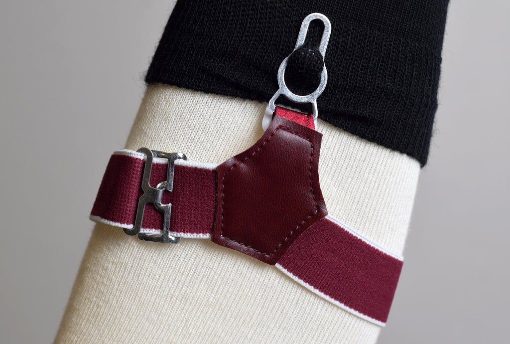 Sock Suspenders (BR701) - Wine/White Border