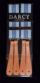 Working Men's Striped Button-On Braces (BR730) - Blue / Grey Stripe