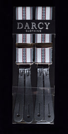 Working Men's Striped Button-On Braces (BR730) - Grey / Red Textured Stripe