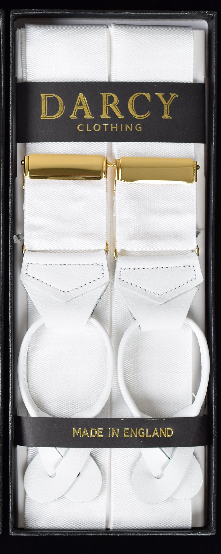 Rigid Ribbon Edwardian Braces (BR738) - White