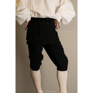 C18th Formal Knee Breeches (TR210) - Black Moleskin