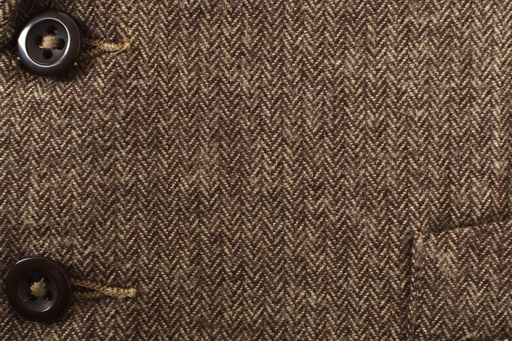 Brown Brushed Cotton Herringbone Fishtail Back Trousers (TR400)