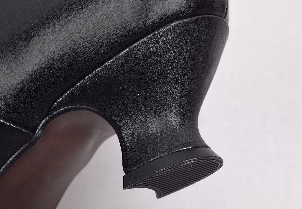 Ladies Leather Buckle Front Shoes Black (SP1900)