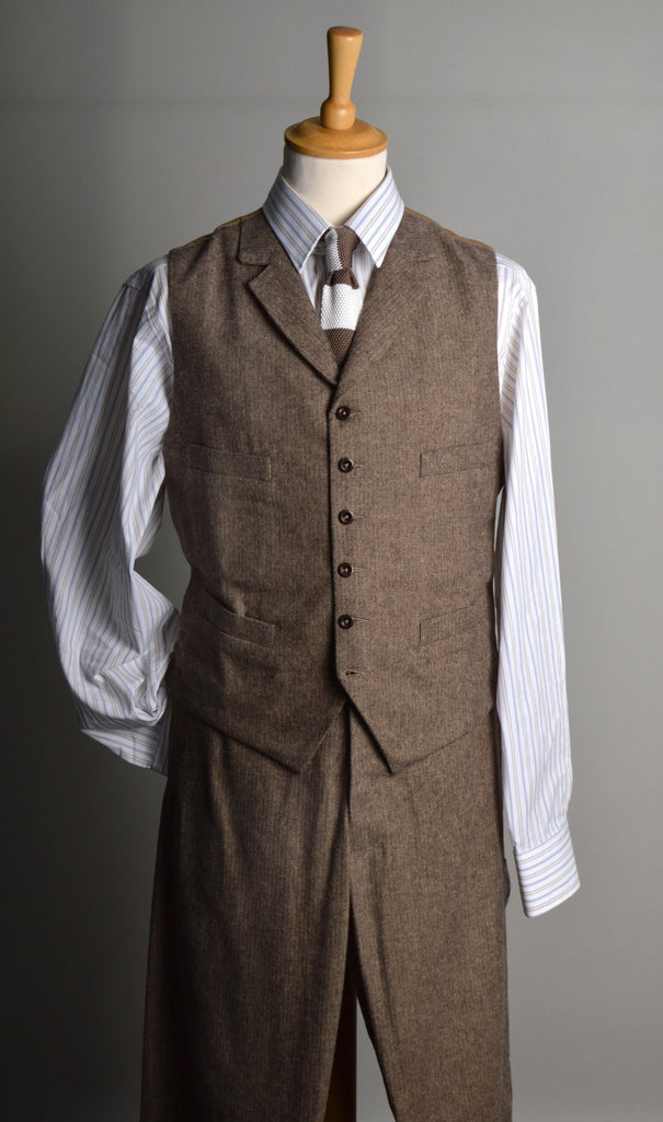 Brown Brushed Cotton Herringbone Suit (GR400)