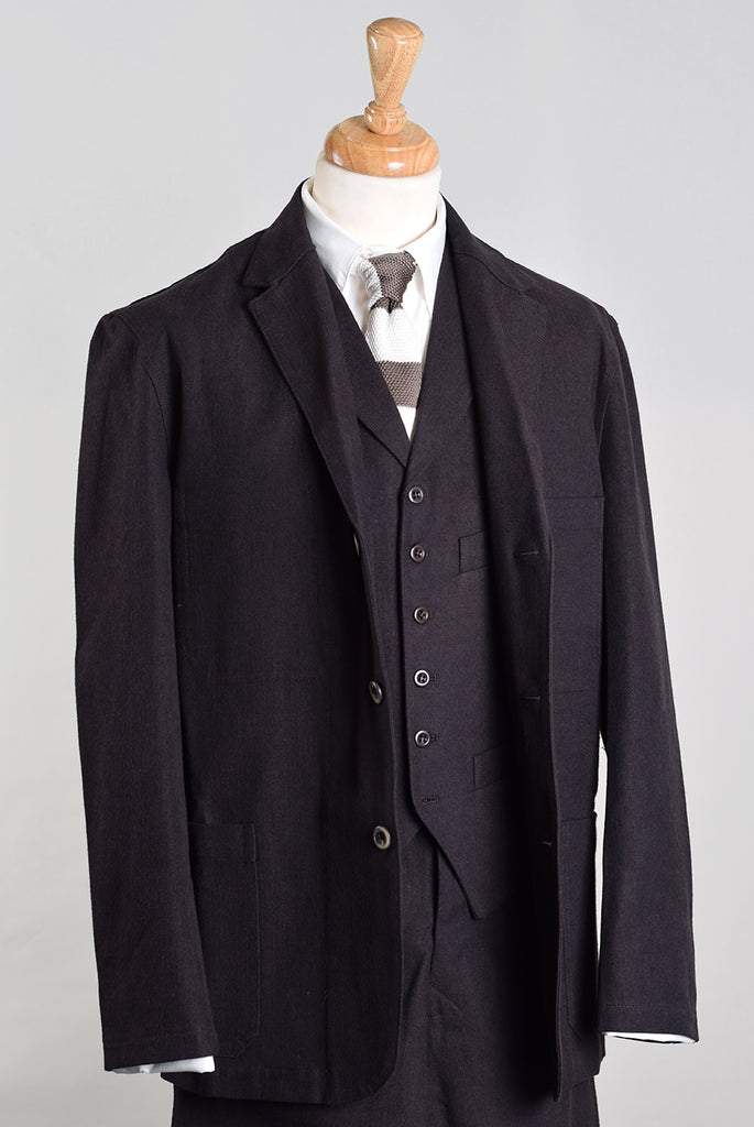 Dark Brown Brushed Herringbone Suit (GR420)