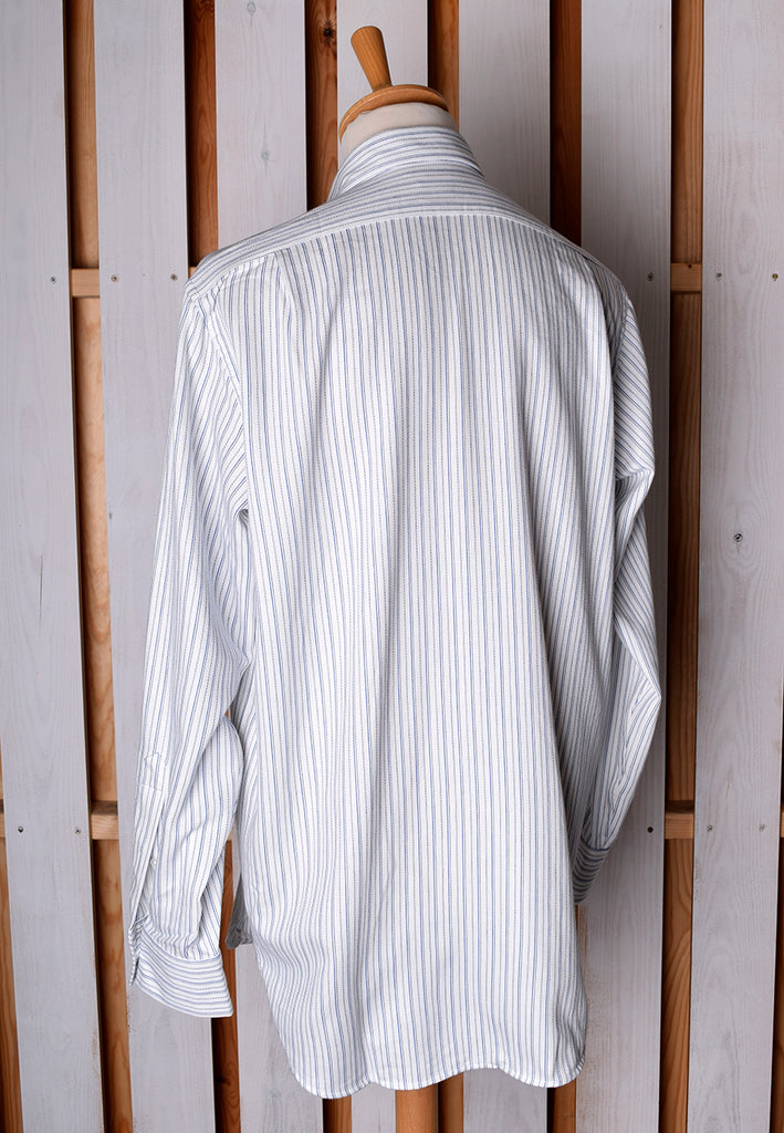 Collar Attached Blue/Black Striped Workshirt (SH220CAB)