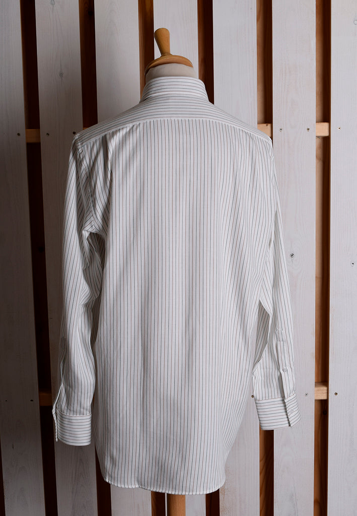 Collar Attached Green Brown Striped Workshirt (SH220CA)