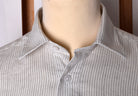 Linen / Cotton Stripe Grandad Work Shirt - Collar Attached (SH2210NP)