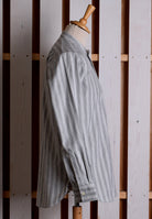 Grey Marl Stripe Grandad Shirt - Collarless