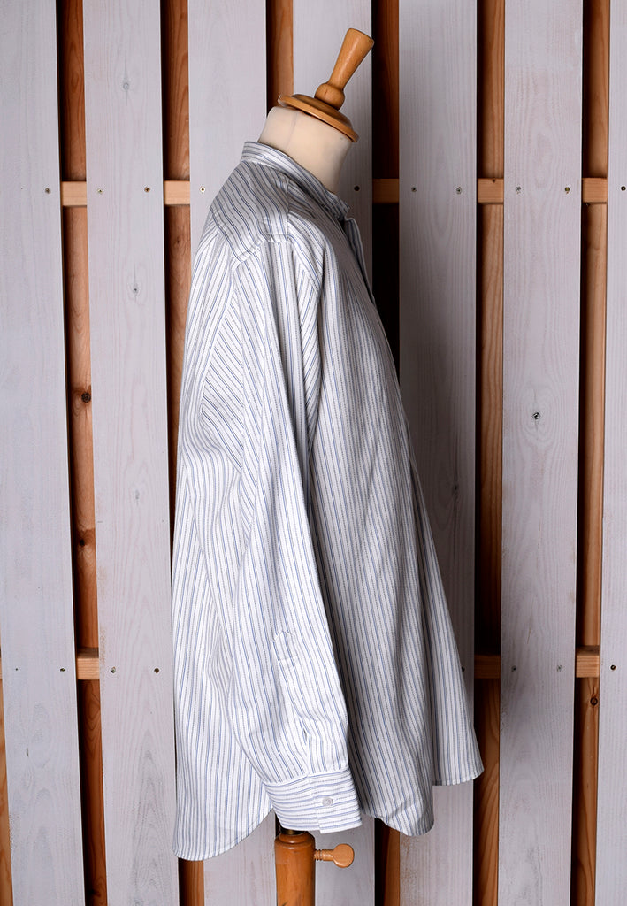 Neckband or Collarless Blue/Black Striped Workshirt (SH220NBB)