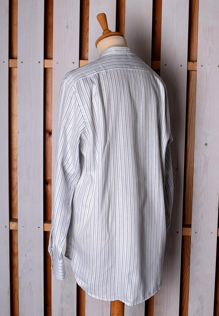 Neckband or Collarless Blue/Black Striped Workshirt (SH220NBB)
