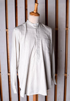 Linen / Cotton Stripe Grandad Work Shirt - Collar Attached or Collarless (SH2210)