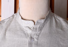 Linen / Cotton Stripe Grandad Work Shirt - Collarless (SH2210NP)