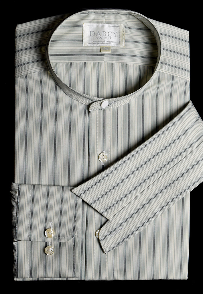 Replica Striped Fabric Neckband Tunic Shirt with Separate Collar (SH185) - Colour 72 - Green Stripe